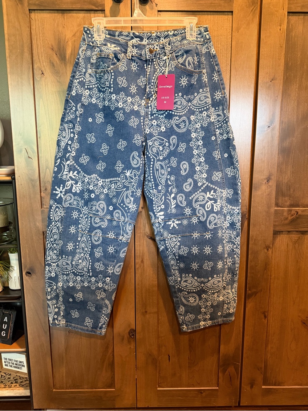 Blue Bandana-Print Women’s Barrel Jeans